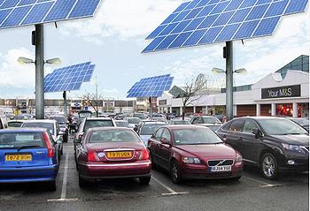 樂購超市停車場采用了太陽能電池板。圖片來源：SRE科技有限公司